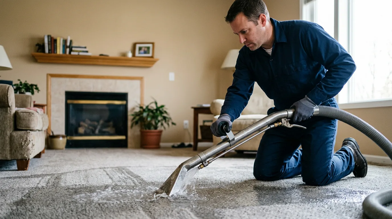 Water damage restoration technician working near Hudson, WY